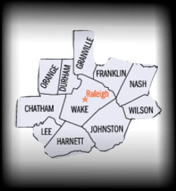 a map cutout showing wake and the surrounding counties