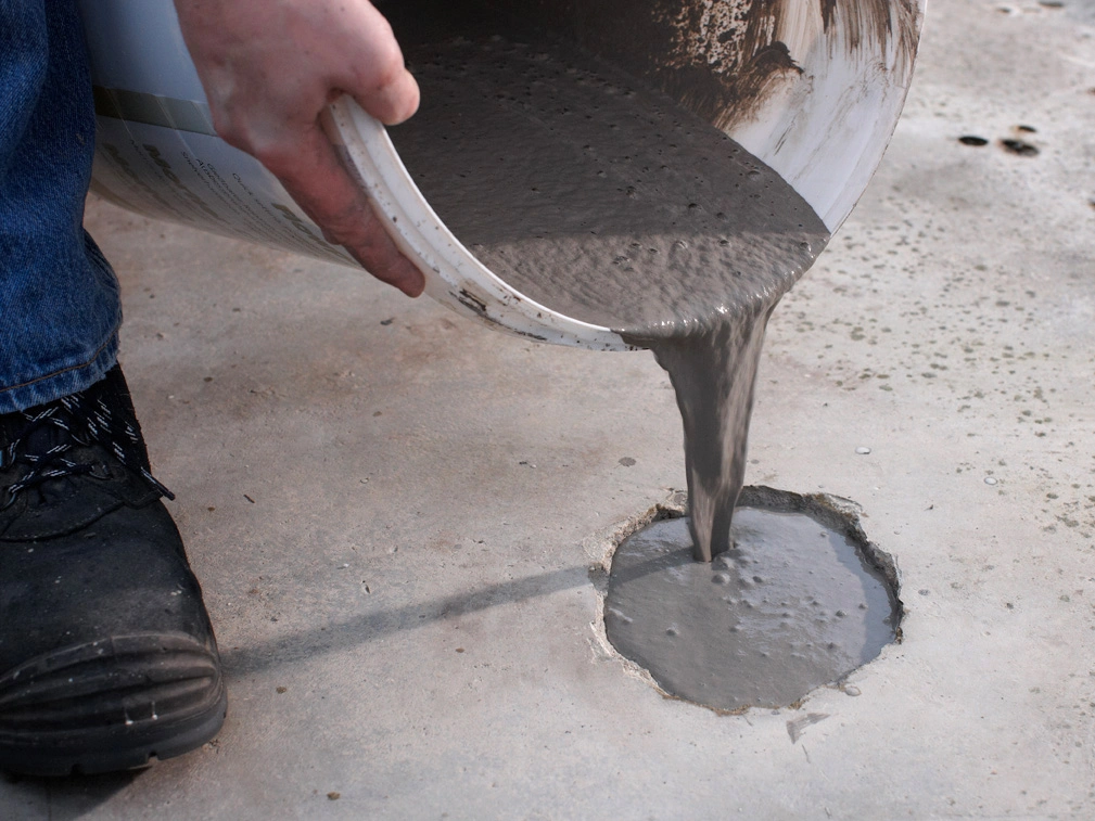 pouring mix to fix crack