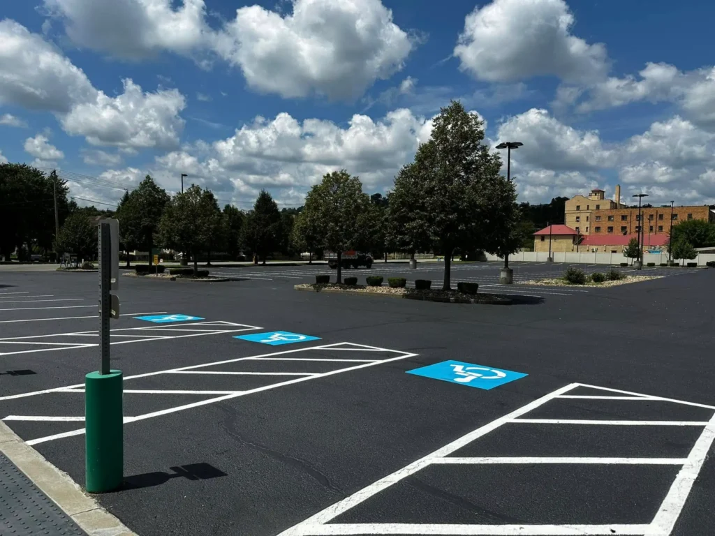 newly striped parking lot